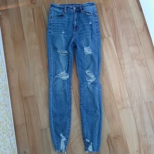 American Eagle Highest Rise ripped jeggings